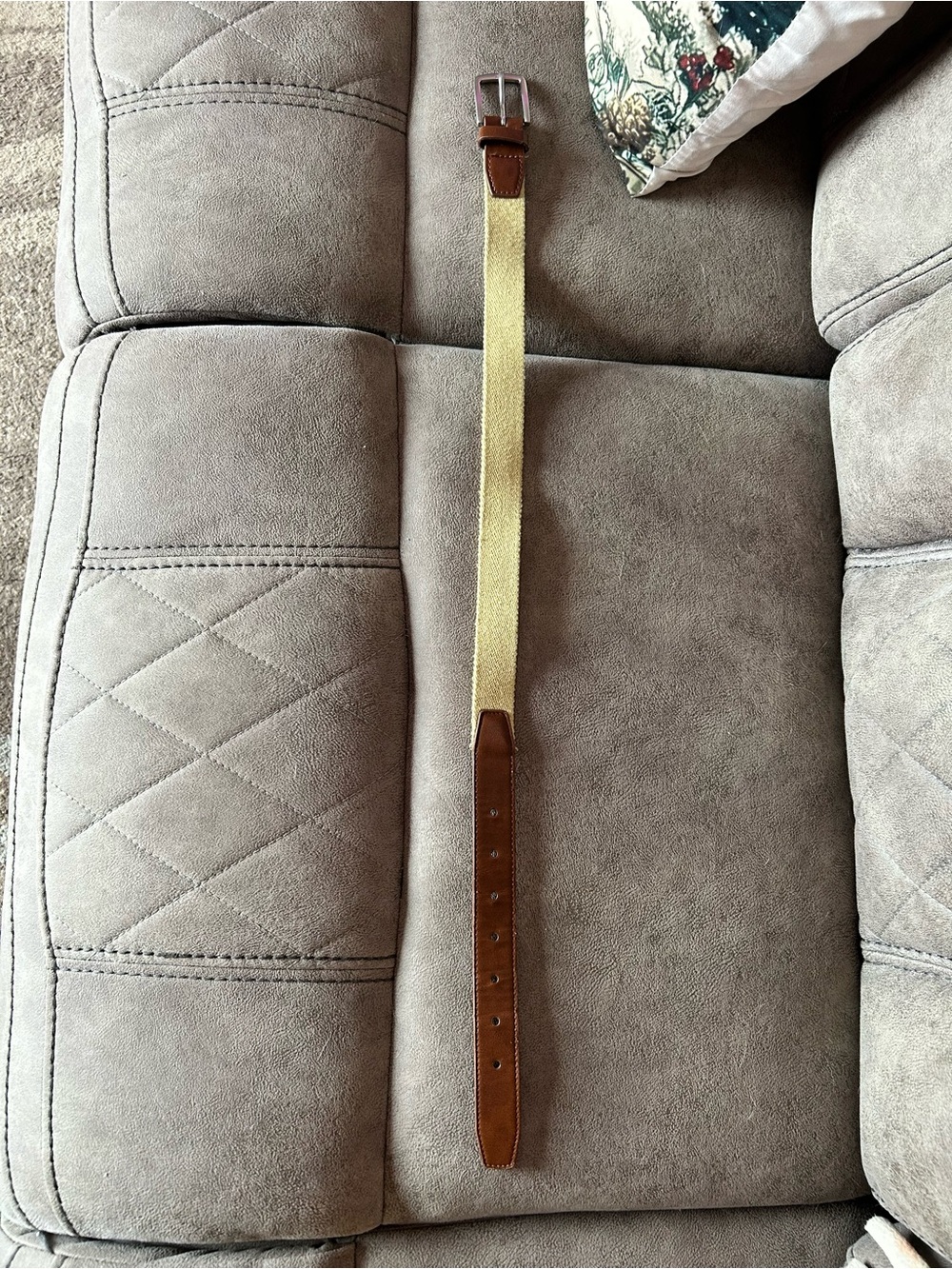 Youth Woven Elastic Fabric & Leather Belt 30” and stretchy